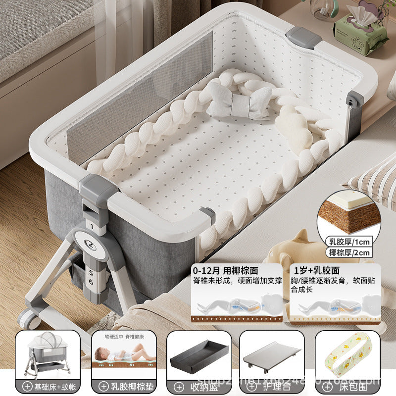 Baby Crib Portable Foldable Multi-Functional Baby Cradle Bed Newborn Children's Splicing Large Bed