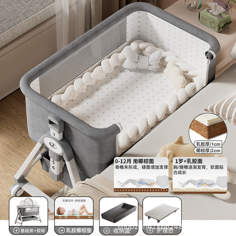 Baby Crib Portable Foldable Multi-Functional Baby Cradle Bed Newborn Children's Splicing Large Bed