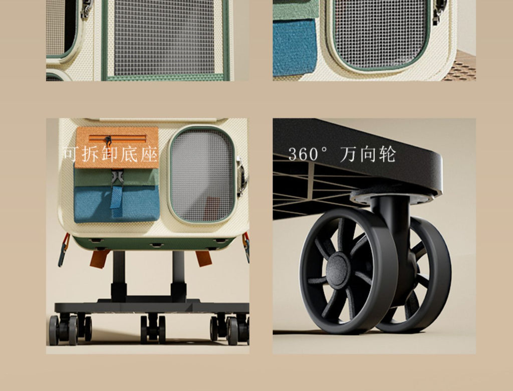 Cat Carrier Outdoor Large Capacity Luggage Multi-Cat Pet Portable Cat Multi-Function Wheeled Trolley Transparent Backpack