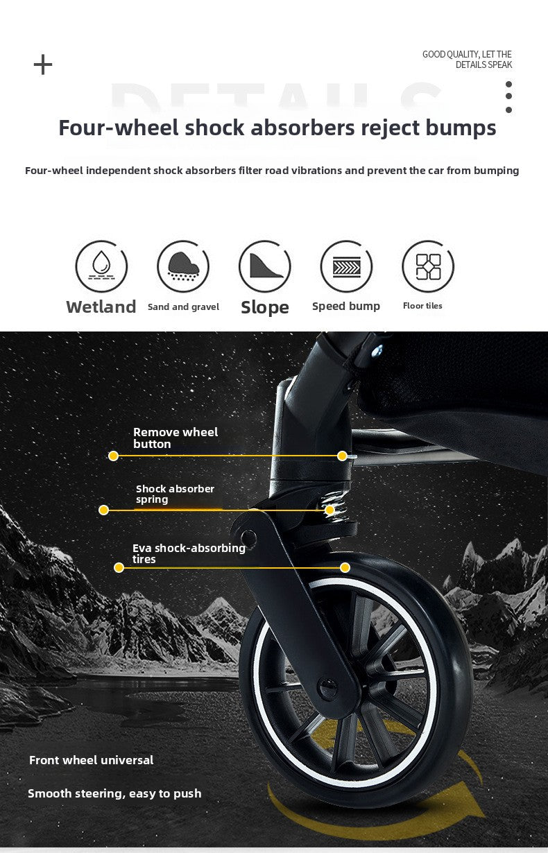 High View Baby Stroller, Convertible to Sit or Lie, Lightweight Foldable Baby Umbrella Stroller, One-Way Baby Pushchair, Shock Absorbing Stroller