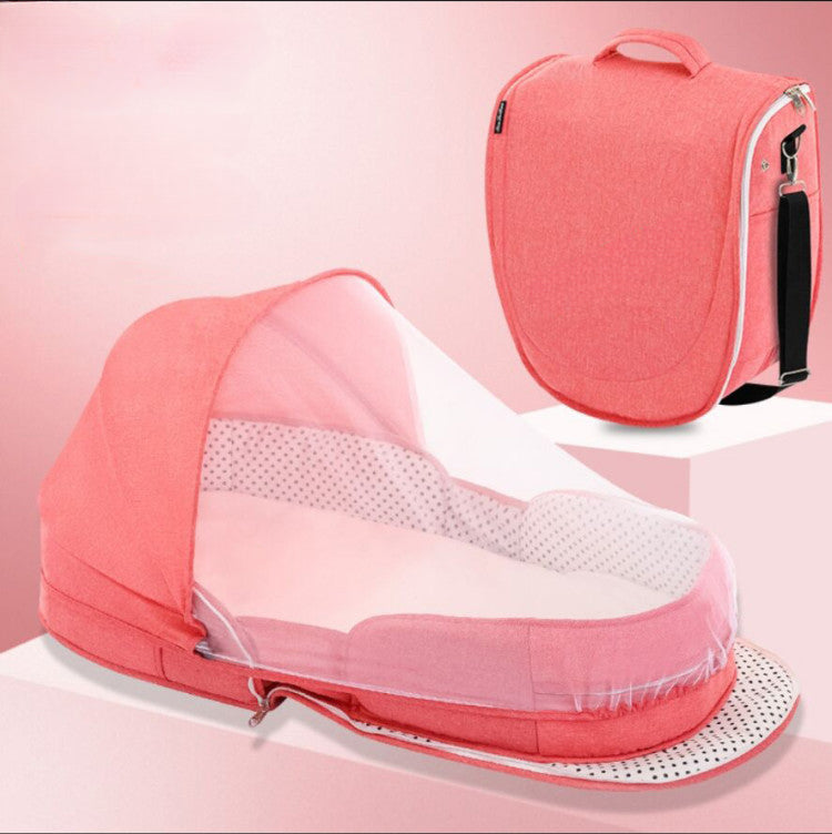 Portable Baby Crib, Movable Bed-in-Bed, Multifunctional Foldable Baby Bed, Newborn BB Crib with Mosquito Net