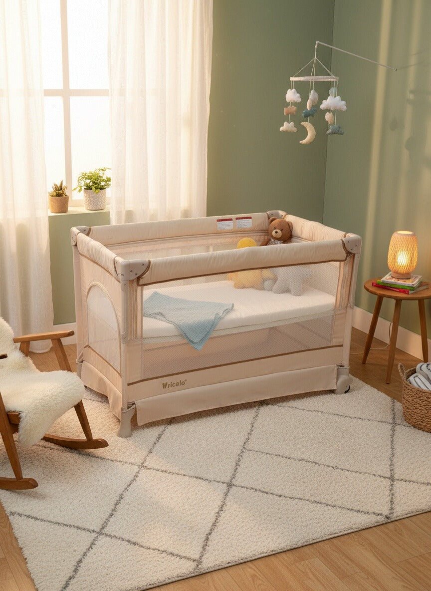 Infant bed 0 formaldehyde environmental protection material, seamless joint large bed + universal silent wheels, protect baby sleep.