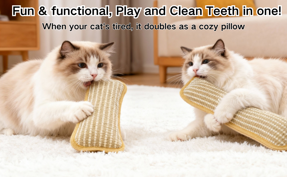 Catnip Toys for Indoor Cats - Cat Toys Pack of 3, Sisal Scratching Pad, Bite Resistant Kitten Teething Toys, Interactive Cat Nip Kicker Toys for Anxiety Relief