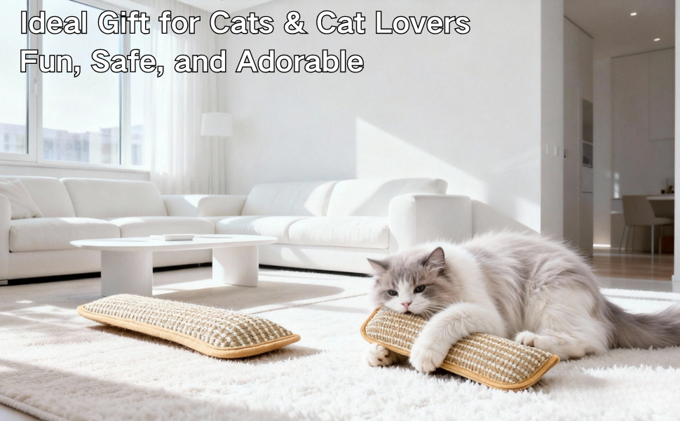 Catnip Toys for Indoor Cats - Cat Toys Pack of 3, Sisal Scratching Pad, Bite Resistant Kitten Teething Toys, Interactive Cat Nip Kicker Toys for Anxiety Relief