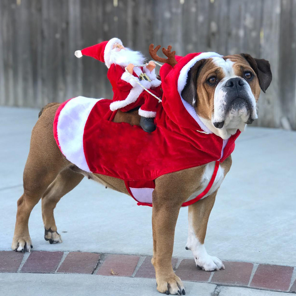 Pet Dog Christmas Costume Santa Claus Riding Outfit Christmas Pet Clothes Reindeer Riding Outfit Pet Christmas Supplies