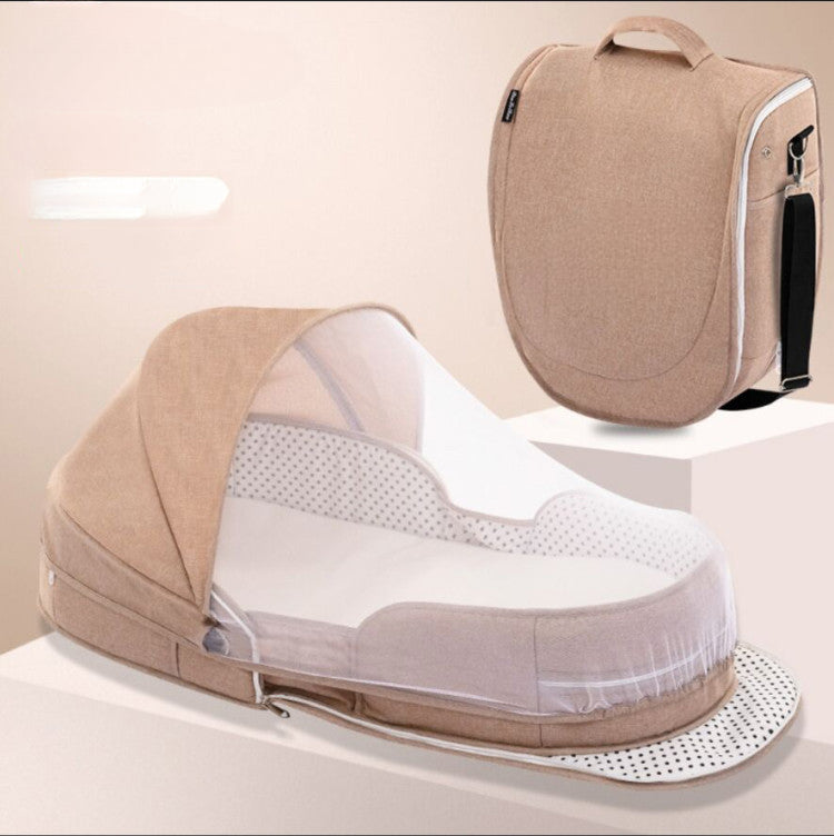 Portable Baby Crib, Movable Bed-in-Bed, Multifunctional Foldable Baby Bed, Newborn BB Crib with Mosquito Net