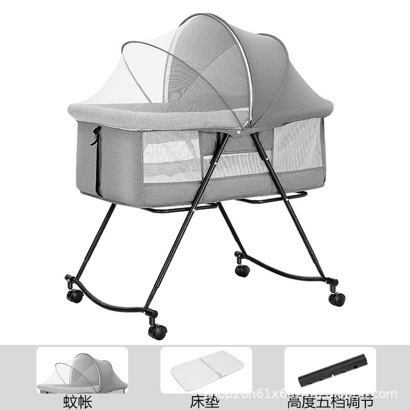 Baby Crib Portable Foldable Multi-Functional Baby Cradle Bed Newborn Children's Splicing Large Bed