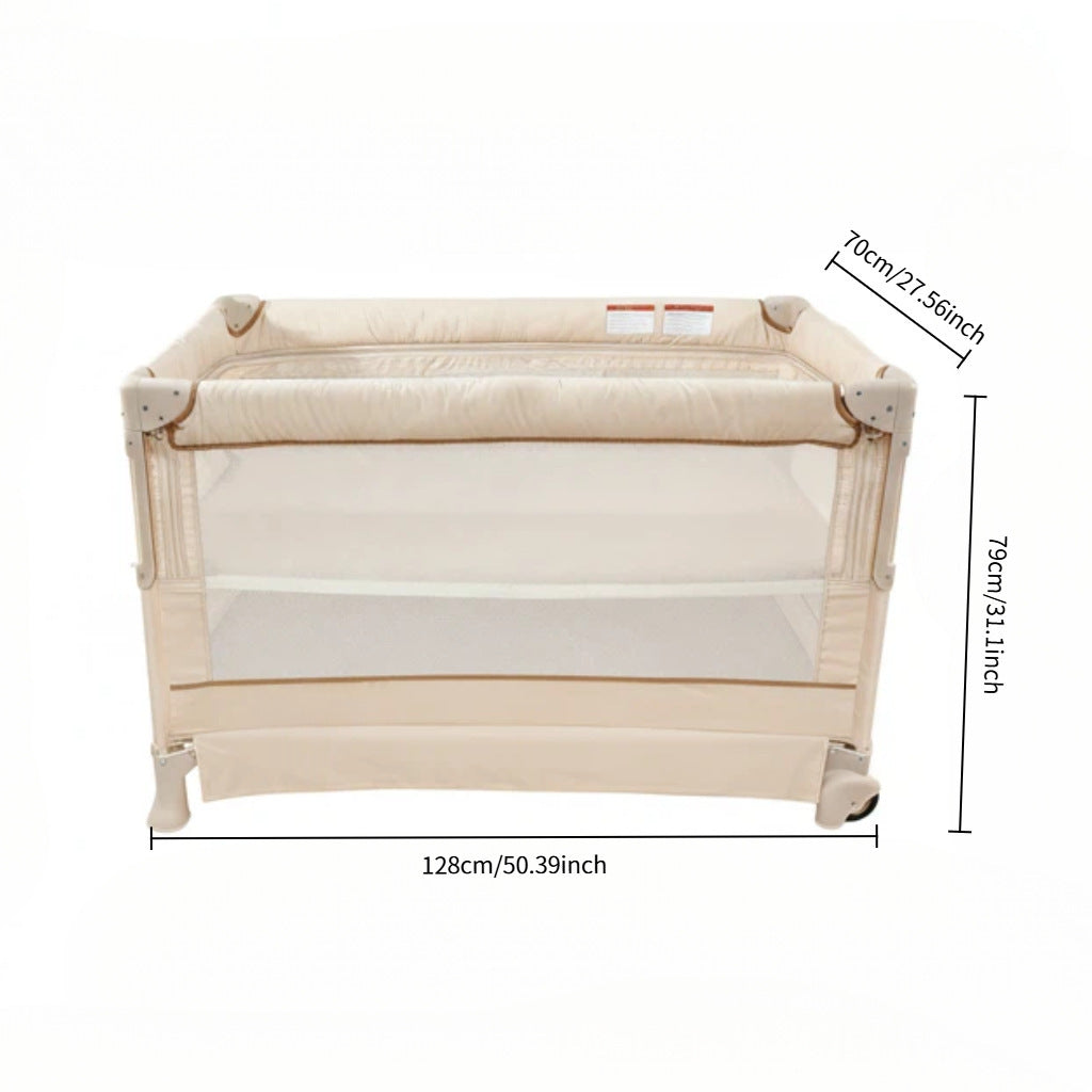 Baby Crib Movable Foldable Splicable Multi-functional Cradle Bed Splicable Big Bed Anti-vomiting Milk Lotus Pink Baby Crib