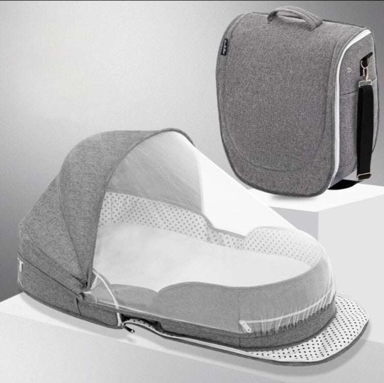 Portable Baby Crib, Movable Bed-in-Bed, Multifunctional Foldable Baby Bed, Newborn BB Crib with Mosquito Net