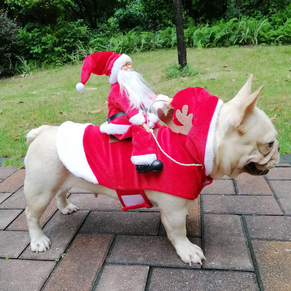 Pet Dog Christmas Costume Santa Claus Riding Outfit Christmas Pet Clothes Reindeer Riding Outfit Pet Christmas Supplies