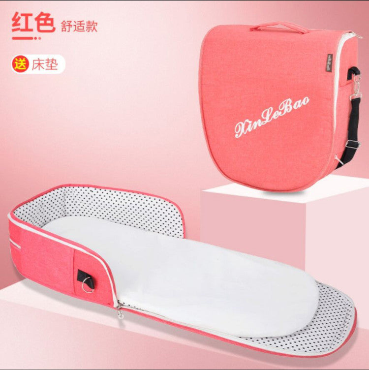 Portable Baby Crib, Movable Bed-in-Bed, Multifunctional Foldable Baby Bed, Newborn BB Crib with Mosquito Net