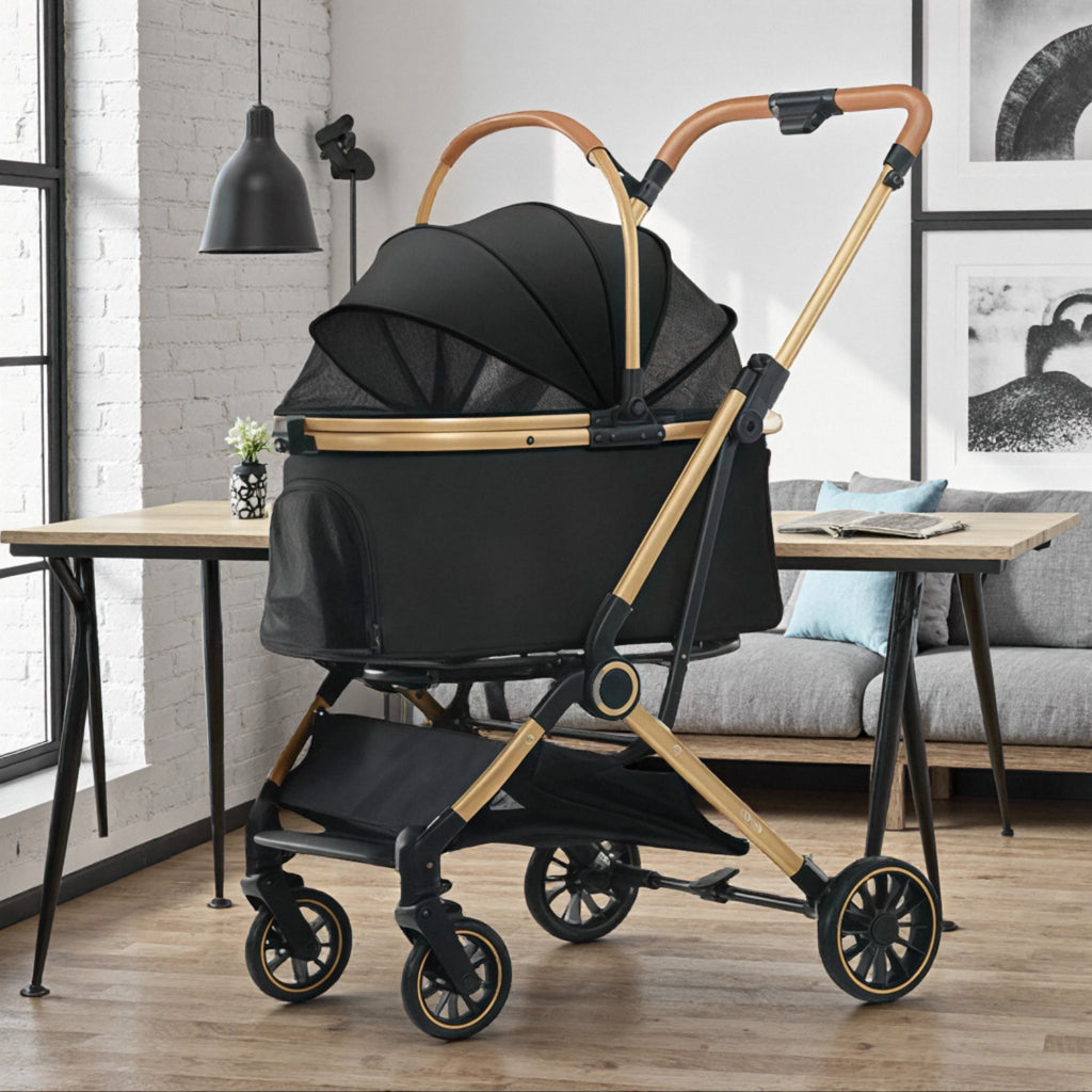 Pet travel gadget Lightweight aluminum tube body Durable oxford cloth Smoothly adapts to various road surfaces No need to worry about taking pets out!