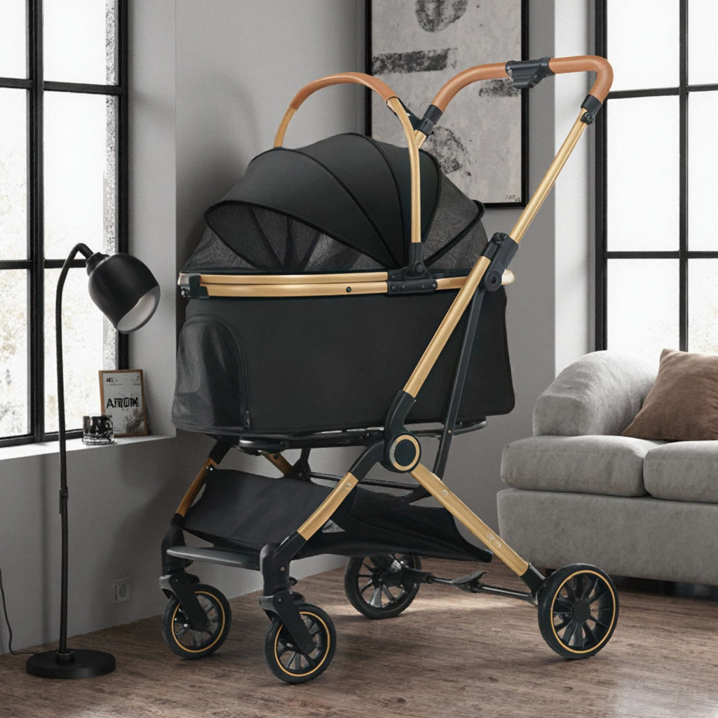 Pet travel gadget Lightweight aluminum tube body Durable oxford cloth Smoothly adapts to various road surfaces No need to worry about taking pets out!