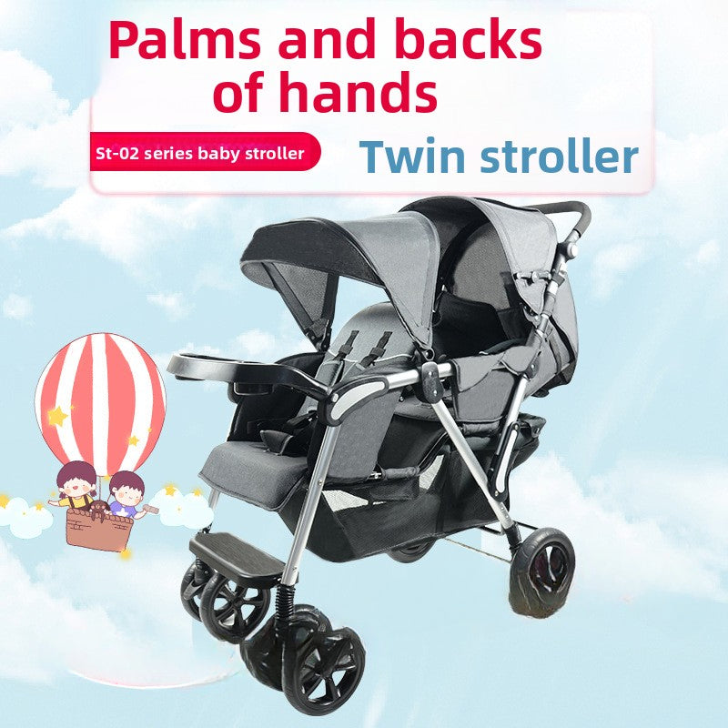 Twin baby stroller can sit and recline, foldable and ultra-lightweight baby strollers Baby Stroller Children's Car