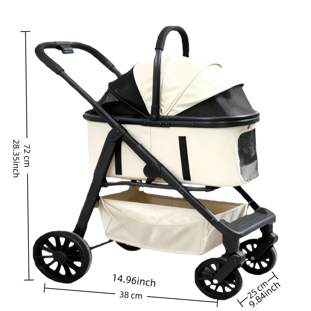 Pet cart  Detachable basket + car mode, waterproof and wear-resistant material, one-click car collection, essential for small and medium-sized pets traveling.