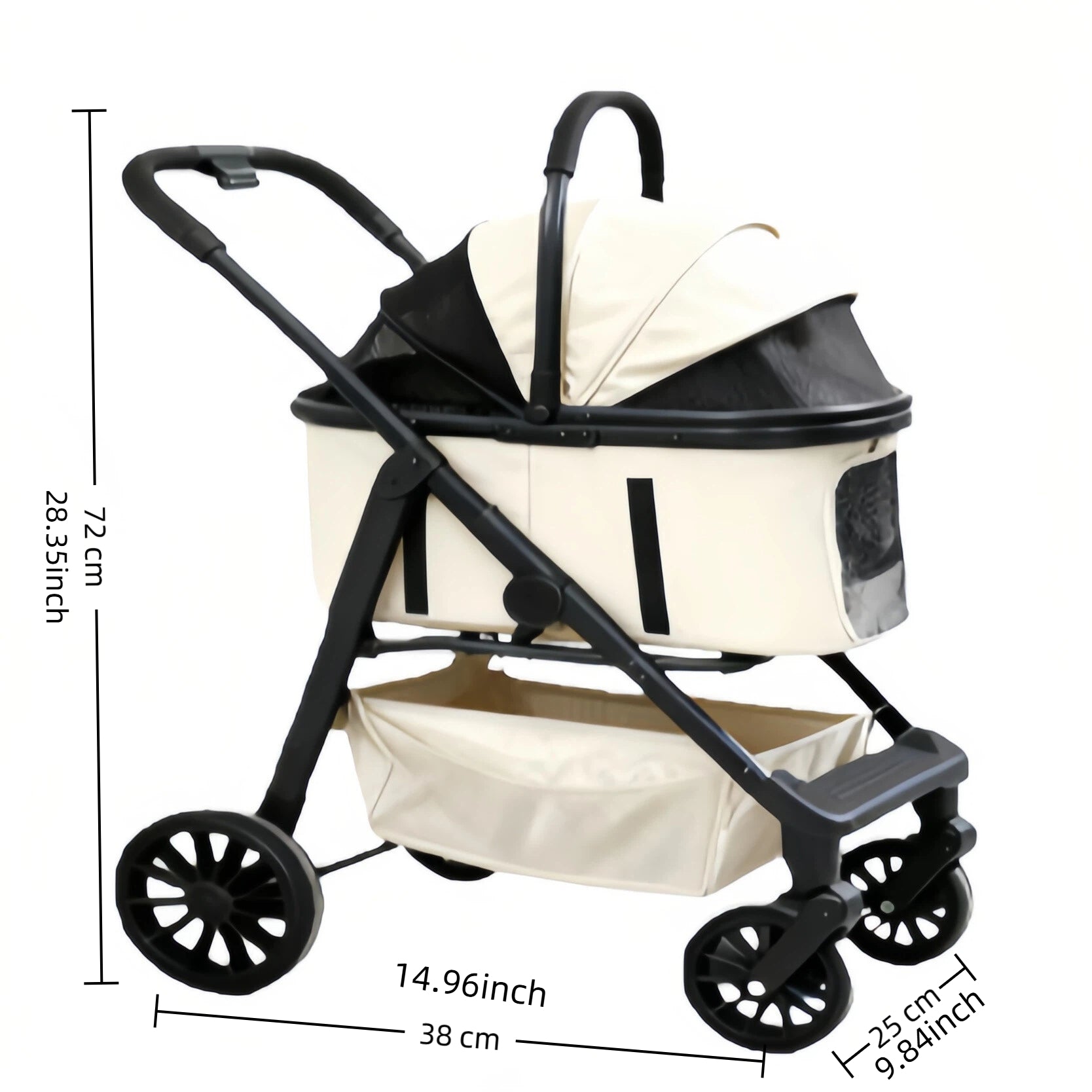 Pet cart  Detachable basket + car mode, waterproof and wear-resistant material, one-click car collection, essential for small and medium-sized pets traveling.