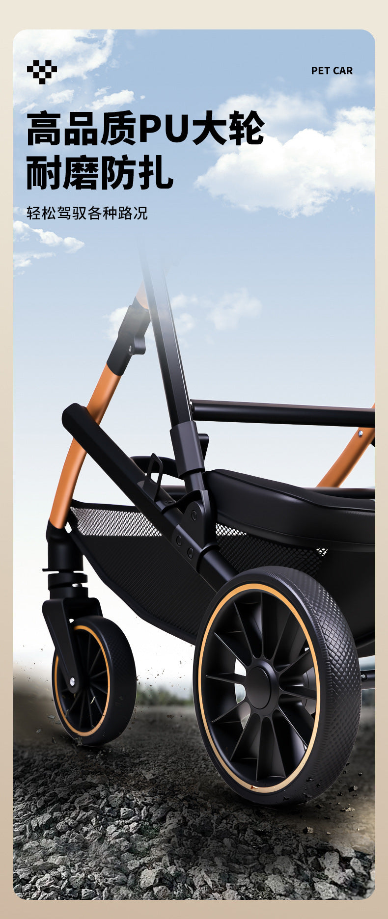 Baby Stroller with High View, Can Sit and Lie Down Baby Carriage Foldable Two-Way All-Season Shock-Absorbing Baby Stroller Lightweight Pushchair