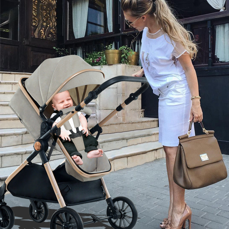 Baby Stroller High Landscape Bidirectional Pushing Baby Carriage Four-Wheel Shock Absorption Baby Stroller