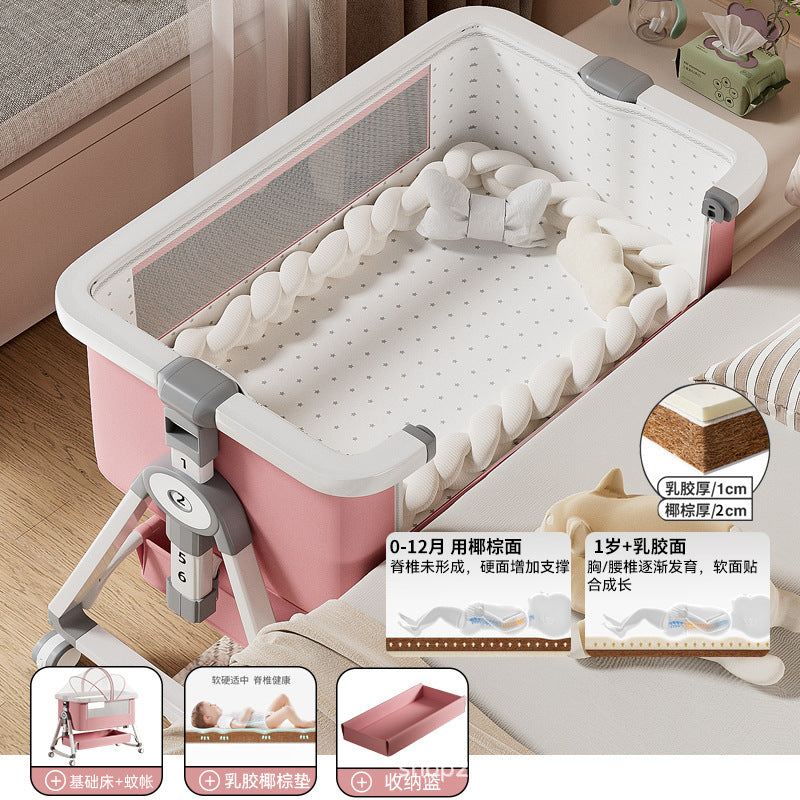 Baby Crib Portable Foldable Multi-Functional Baby Cradle Bed Newborn Children's Splicing Large Bed