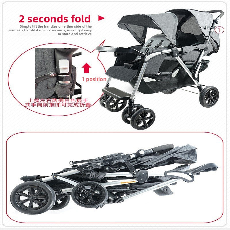 Twin baby stroller can sit and recline, foldable and ultra-lightweight baby strollers Baby Stroller Children's Car