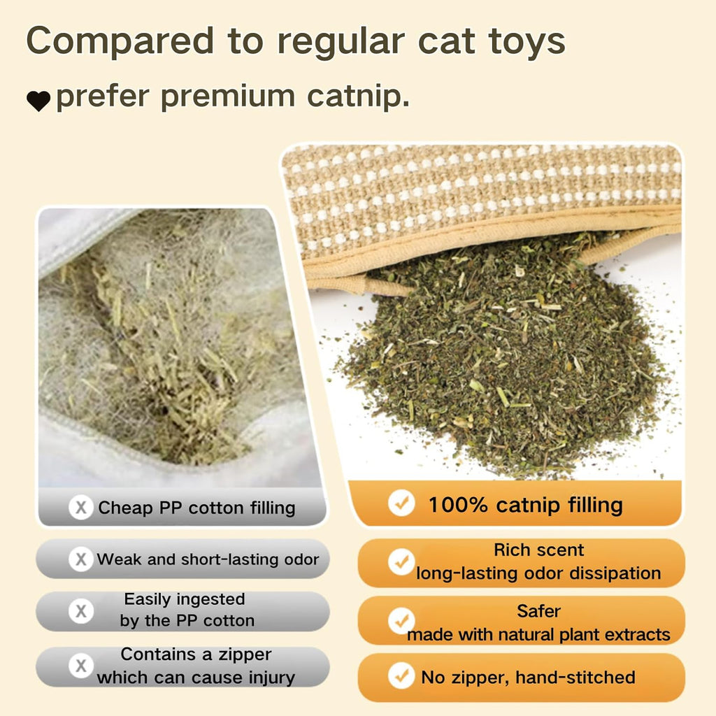 Catnip Toys for Indoor Cats - Cat Toys Pack of 3, Sisal Scratching Pad, Bite Resistant Kitten Teething Toys, Interactive Cat Nip Kicker Toys for Anxiety Relief