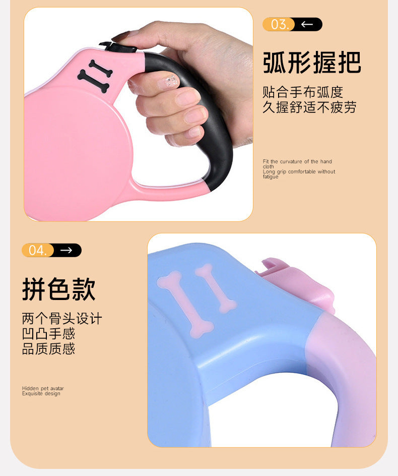 Cross-Border Hot-Selling Dog Leash Harness Outdoor Dog Walking Automatic Retractable Leash Corgi Shiba Inu Wholesale