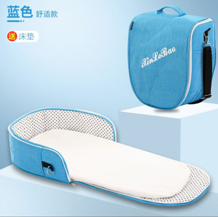 Portable Baby Crib, Movable Bed-in-Bed, Multifunctional Foldable Baby Bed, Newborn BB Crib with Mosquito Net