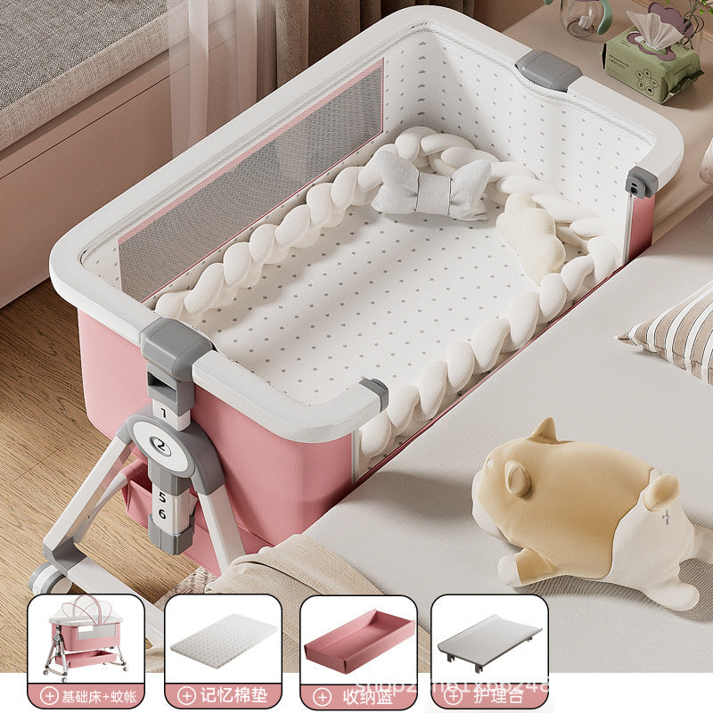 Baby Crib Portable Foldable Multi-Functional Baby Cradle Bed Newborn Children's Splicing Large Bed