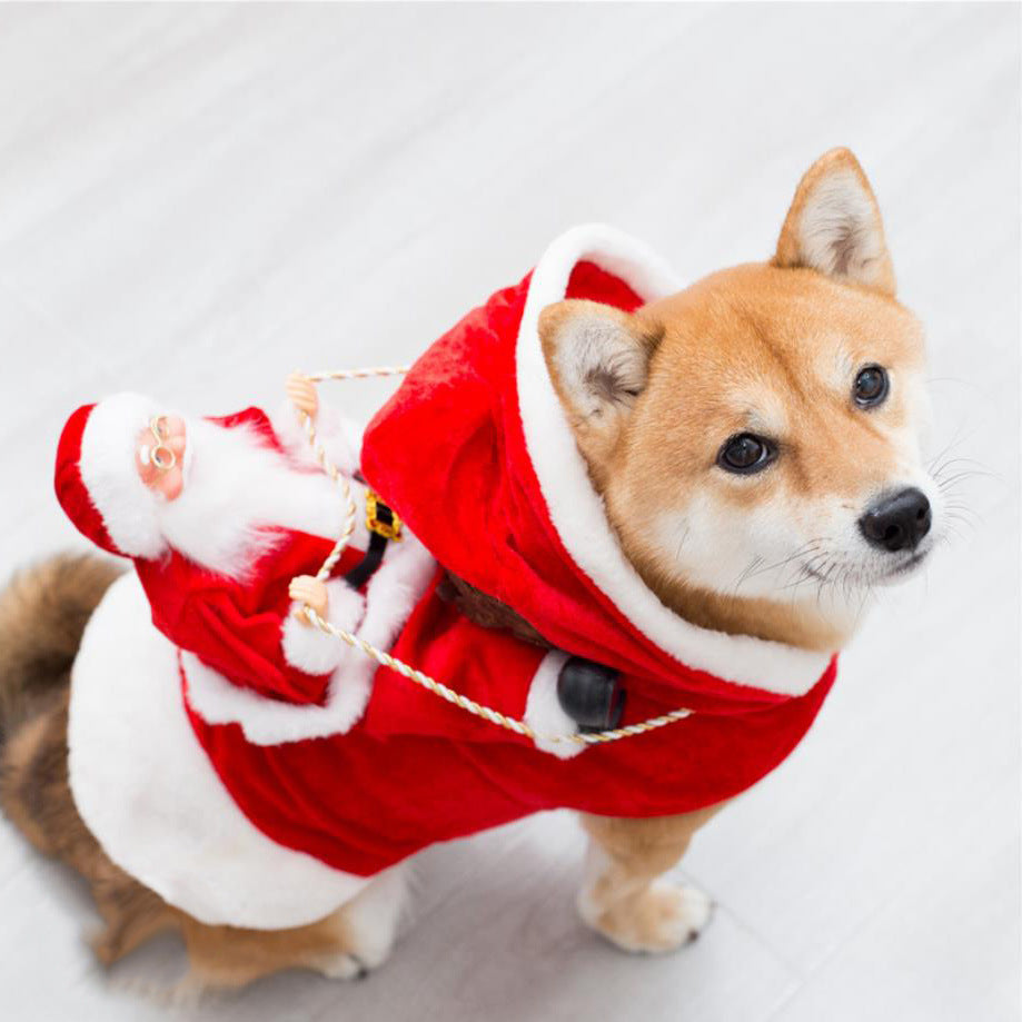 Pet Dog Christmas Costume Santa Claus Riding Outfit Christmas Pet Clothes Reindeer Riding Outfit Pet Christmas Supplies