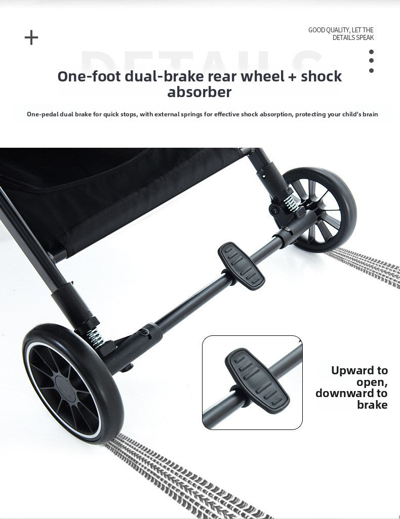 High View Baby Stroller, Convertible to Sit or Lie, Lightweight Foldable Baby Umbrella Stroller, One-Way Baby Pushchair, Shock Absorbing Stroller