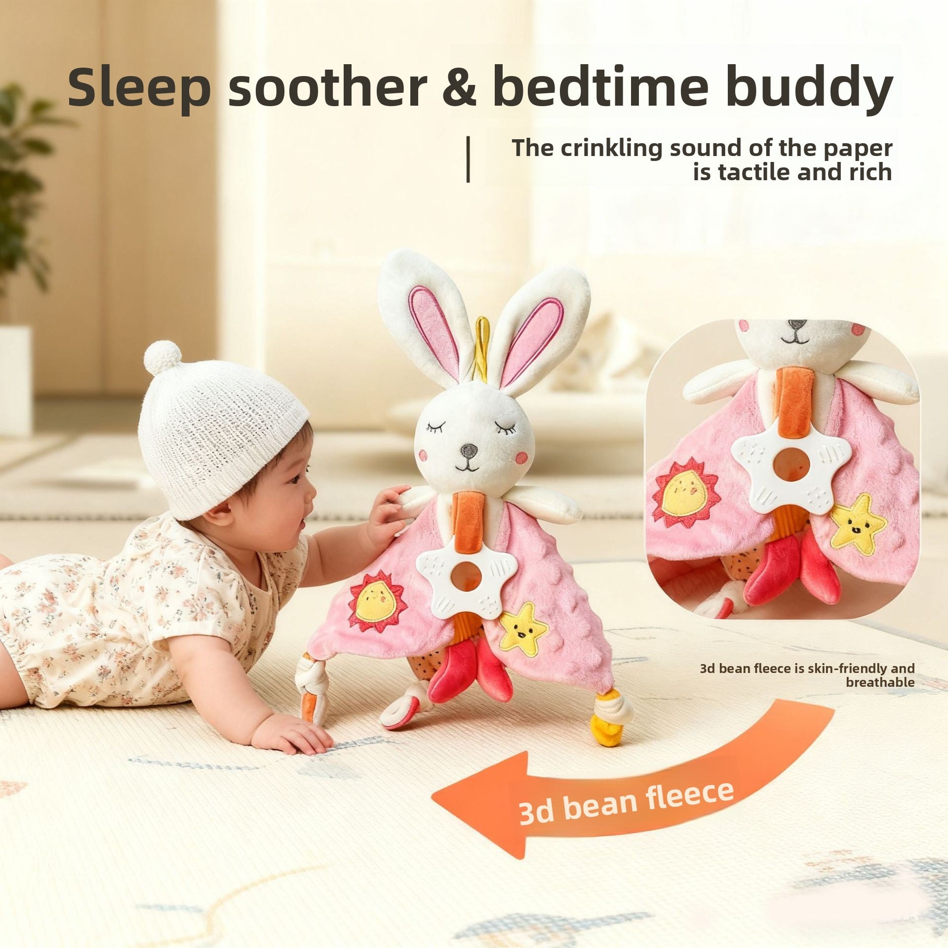 Baby Toys 0-1 Year Old Soothing Towel Baby Sleeping Companion Doll Teething Soothing Doll Infant Toy Rattle