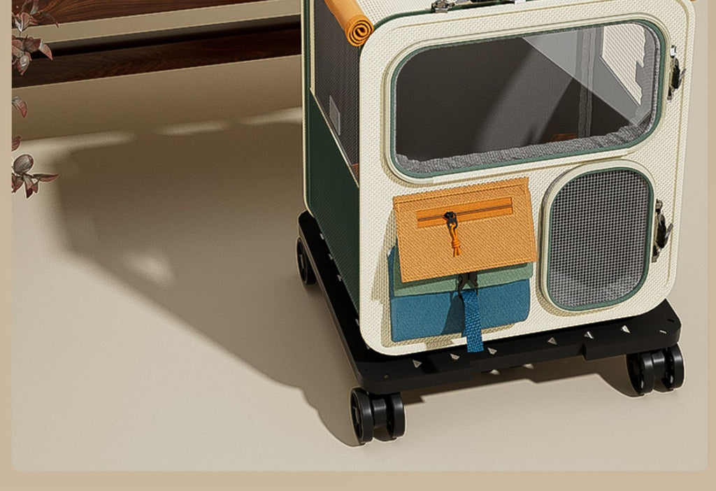 Cat Carrier Outdoor Large Capacity Luggage Multi-Cat Pet Portable Cat Multi-Function Wheeled Trolley Transparent Backpack