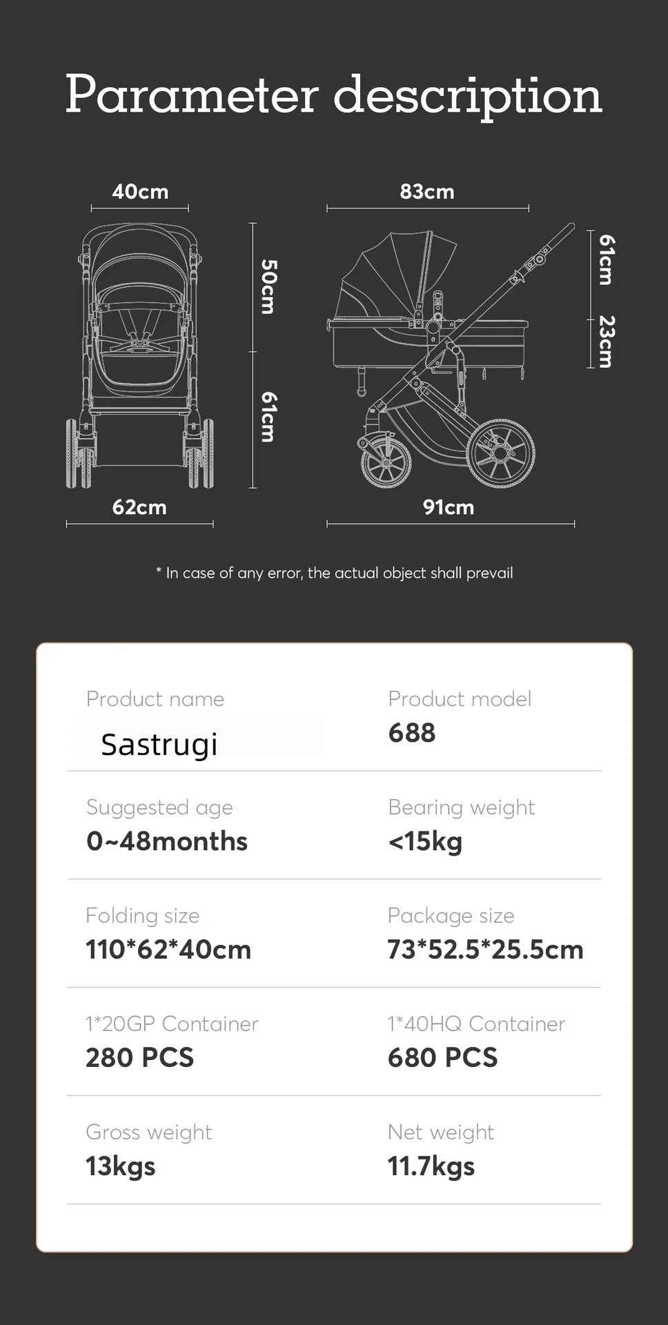 High Landscape Two-Way Convertible Baby Stroller Foldable Baby Stroller