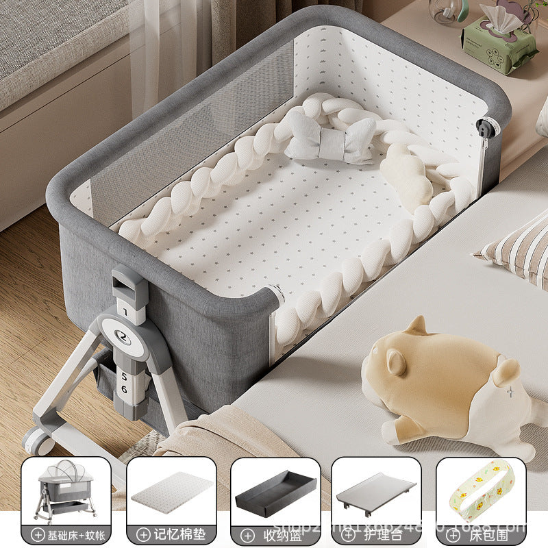 Baby Crib Portable Foldable Multi-Functional Baby Cradle Bed Newborn Children's Splicing Large Bed