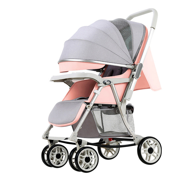 Baby Stroller Can Sit and Lie Multi-Functional One-Button Folding Two-Way Lightweight Baby Stroller Can Become A Rocking Chair