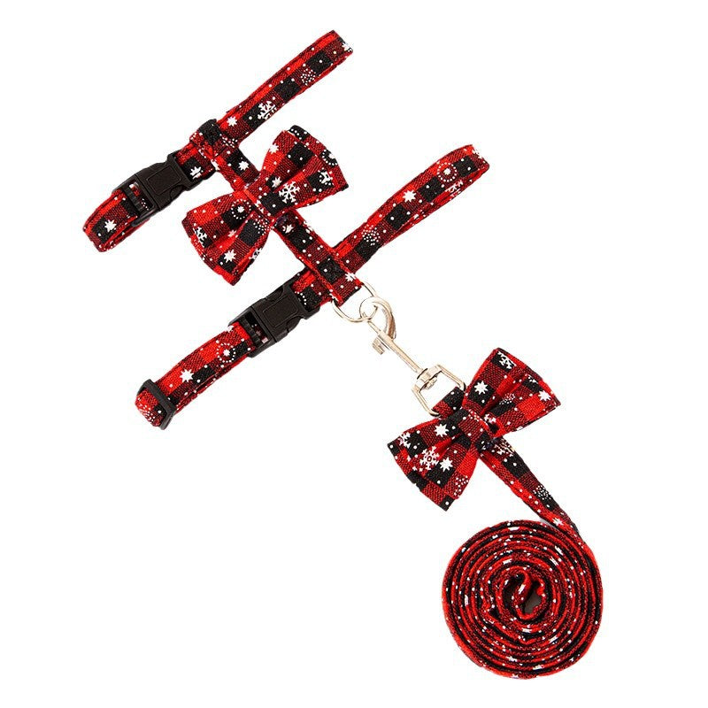 Cross-Border Hot-Selling Pet Leash Snowflake I-Shaped Chest Harness Dog Leash Dog Leash Christmas Cat Collar