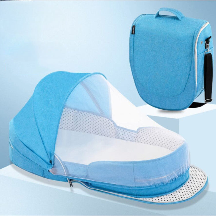 Portable Baby Crib, Movable Bed-in-Bed, Multifunctional Foldable Baby Bed, Newborn BB Crib with Mosquito Net
