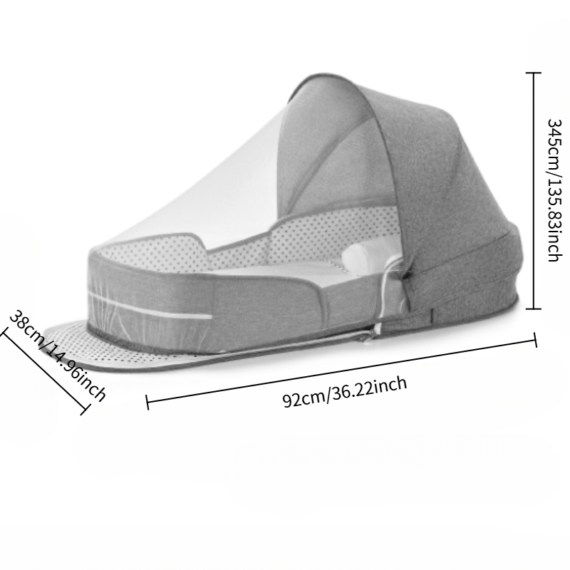 Portable Baby Crib, Movable Bed-in-Bed, Multifunctional Foldable Baby Bed, Newborn BB Crib with Mosquito Net