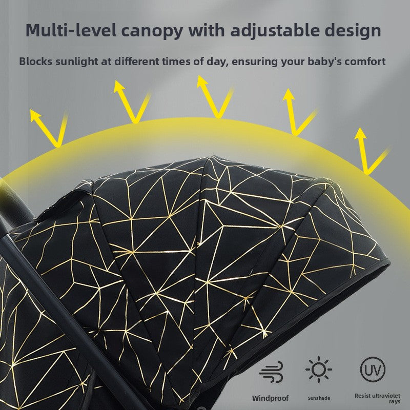 High View Baby Stroller, Convertible to Sit or Lie, Lightweight Foldable Baby Umbrella Stroller, One-Way Baby Pushchair, Shock Absorbing Stroller