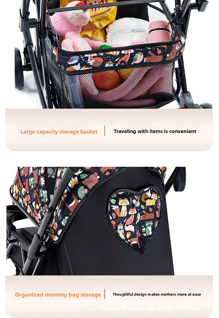Baby Stroller Can Sit and Lie Multi-Functional One-Button Folding Two-Way Lightweight Baby Stroller Can Become A Rocking Chair