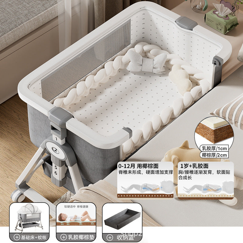 Baby Crib Portable Foldable Multi-Functional Baby Cradle Bed Newborn Children's Splicing Large Bed