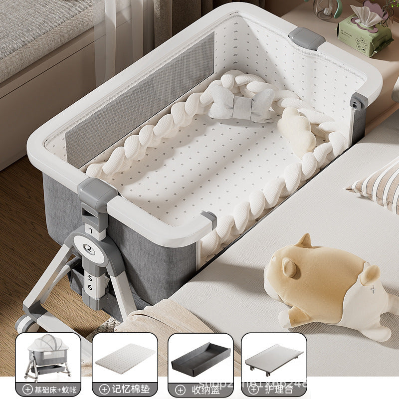 Baby Crib Portable Foldable Multi-Functional Baby Cradle Bed Newborn Children's Splicing Large Bed