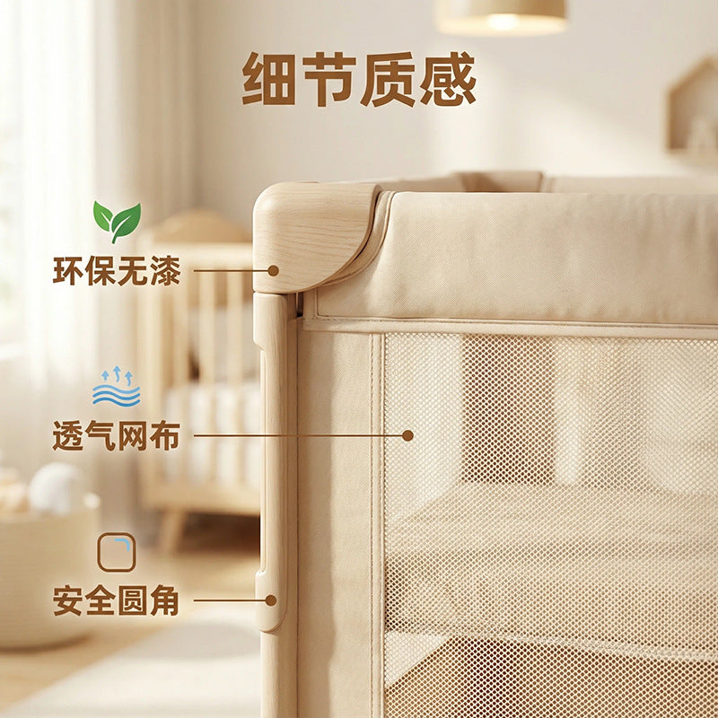 Baby Crib Movable Foldable Splicable Multi-functional Cradle Bed Splicable Big Bed Anti-vomiting Milk Lotus Pink Baby Crib
