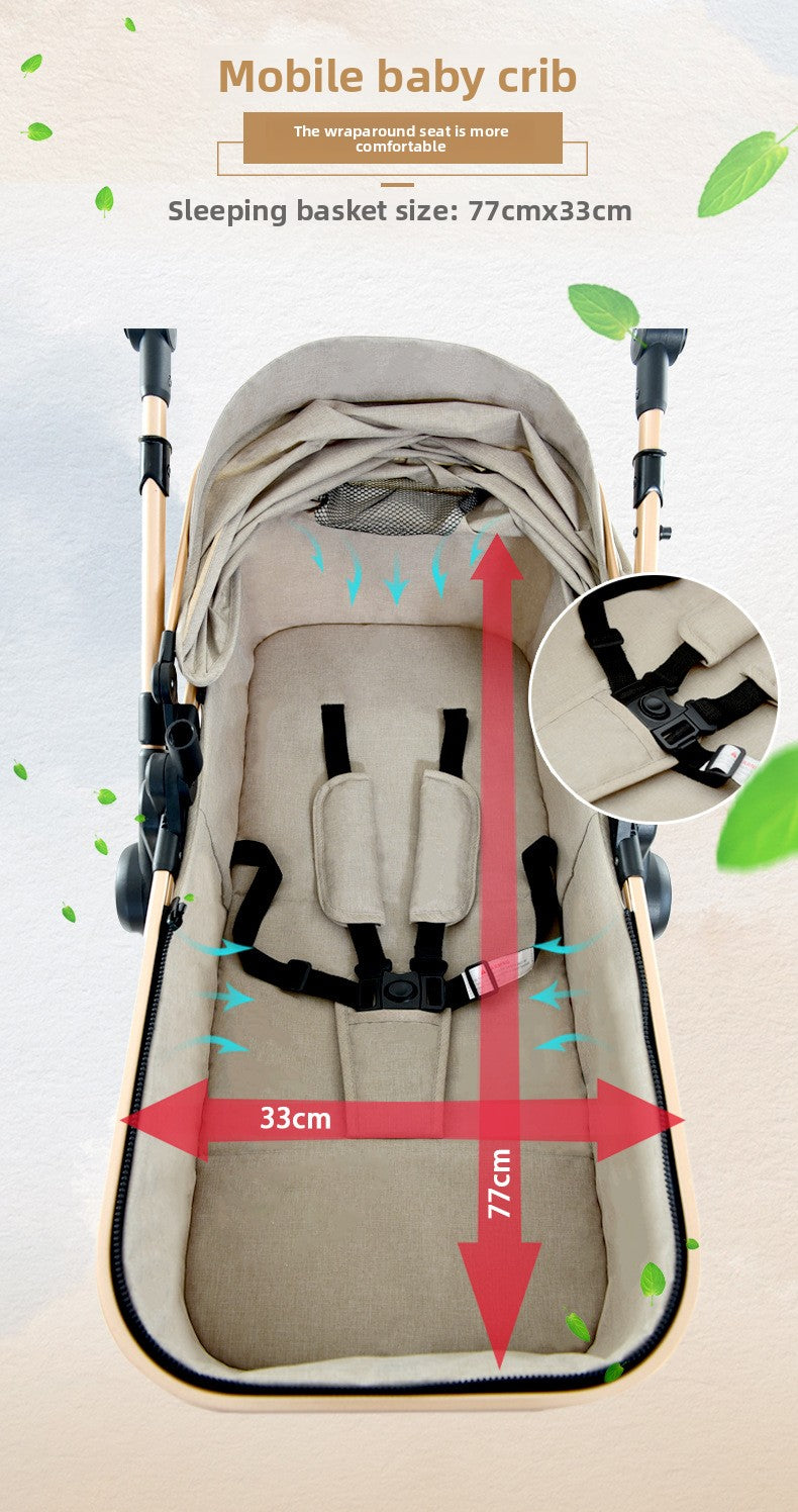 Baby Stroller High Landscape Bidirectional Pushing Baby Carriage Four-Wheel Shock Absorption Baby Stroller