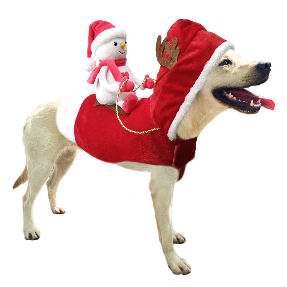 Pet Dog Christmas Costume Santa Claus Riding Outfit Christmas Pet Clothes Reindeer Riding Outfit Pet Christmas Supplies
