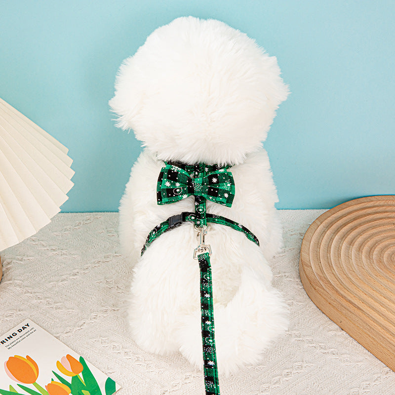 Cross-Border Hot-Selling Pet Leash Snowflake I-Shaped Chest Harness Dog Leash Dog Leash Christmas Cat Collar