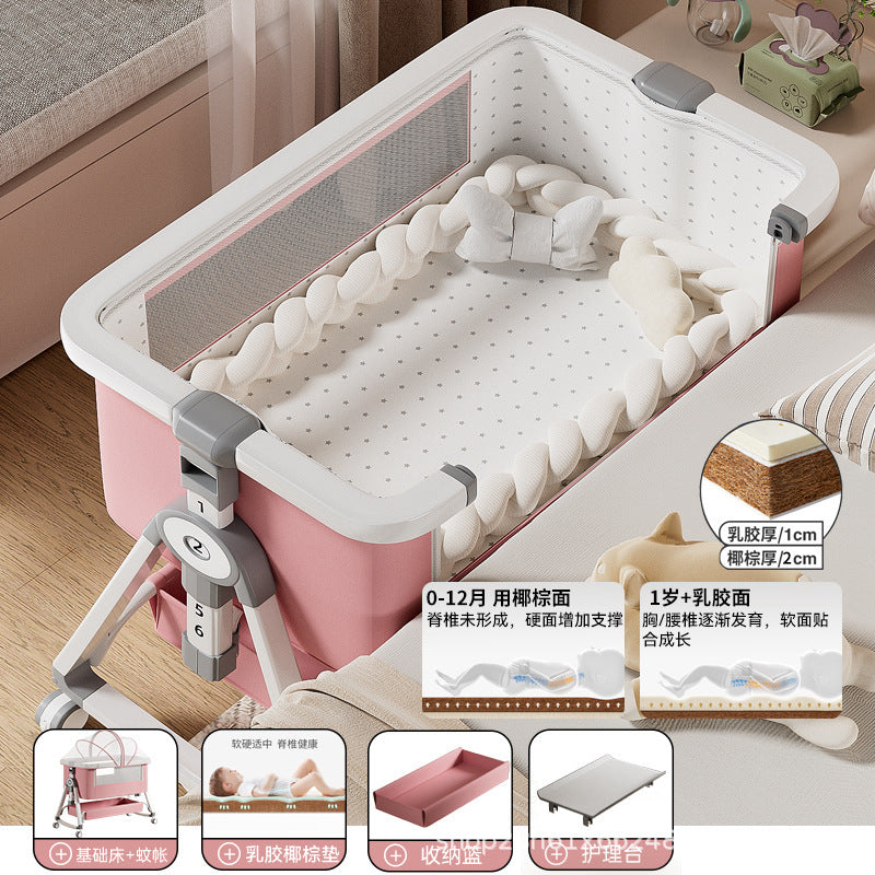 Baby Crib Portable Foldable Multi-Functional Baby Cradle Bed Newborn Children's Splicing Large Bed