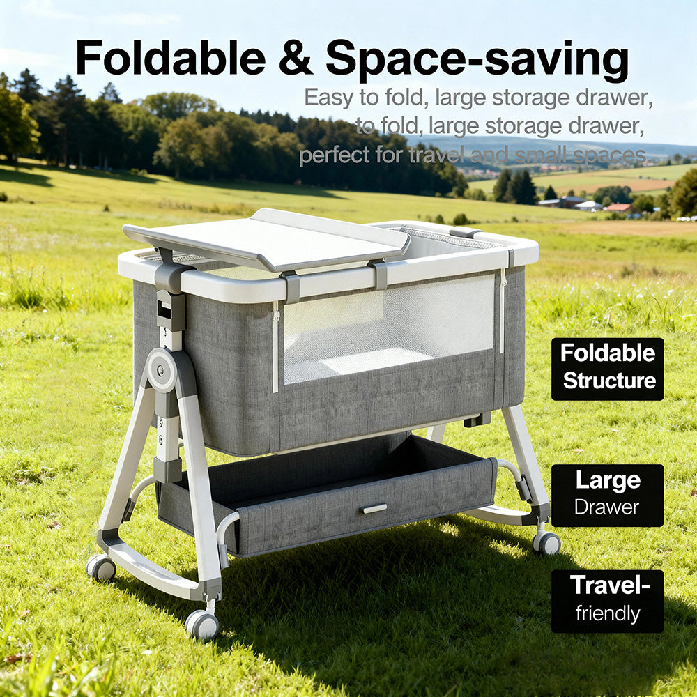 Baby Crib Portable Foldable Multi-Functional Baby Cradle Bed Newborn Children's Splicing Large Bed