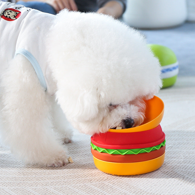Pet hamburger bowl multi-functional combination feeding bowl -Customizable-Direct from the factory