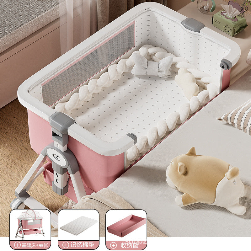 Baby Crib Portable Foldable Multi-Functional Baby Cradle Bed Newborn Children's Splicing Large Bed